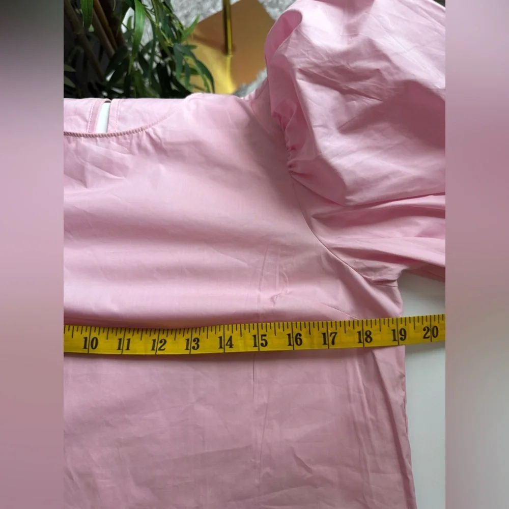 NEW English Factory Pink Poplin Puffed Sleeve Top Sz Small